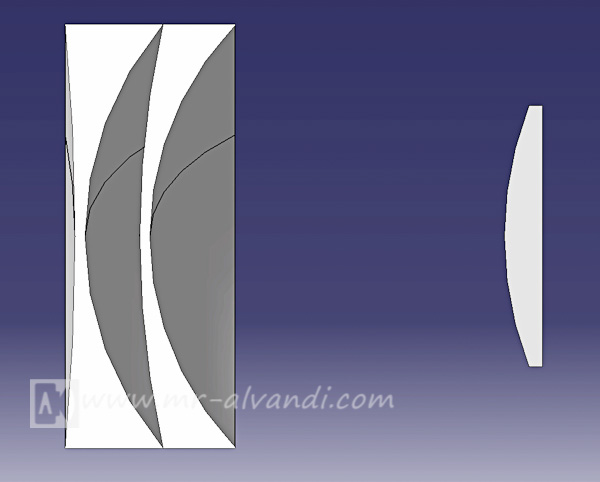 Optical viewfinder lenses 2 group-3 element - section view