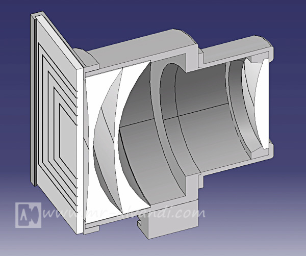 Optical viewfinder with 4x5 in mask - section view
